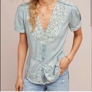 Anthro Talia Lace Button Down by Tiny